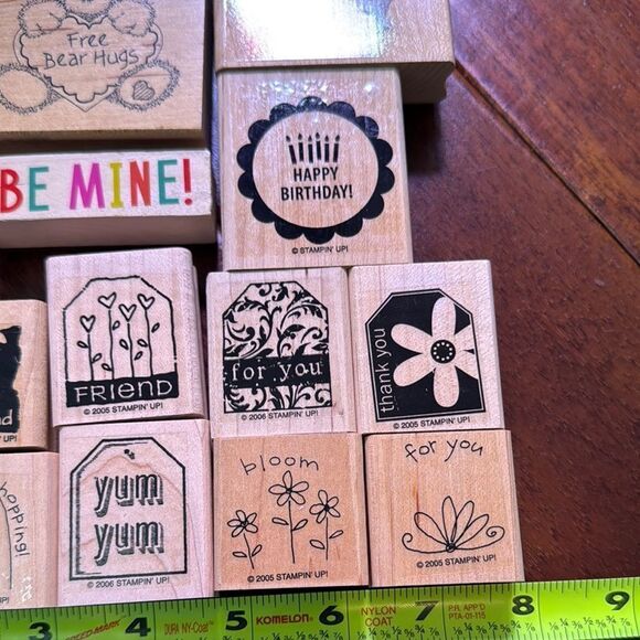 Wooden Rubber Stamp Set with Colorful 'Be Mine' Block - Picture 5 of 5